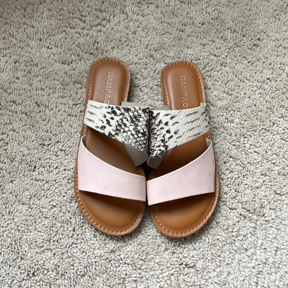Flat slides Rampage brand pink/snake skin print